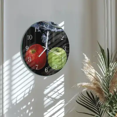 Runde wanduhr aus glas Äpfel