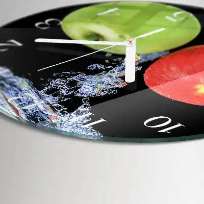 Runde wanduhr aus glas Äpfel