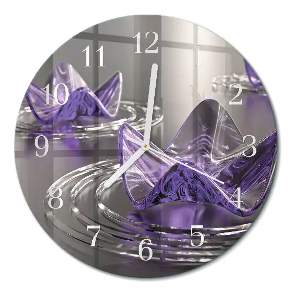 Glas wanduhr mit motiv rund Glasblumen