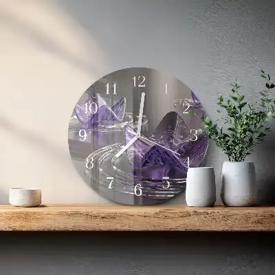 Glas wanduhr mit motiv rund Glasblumen