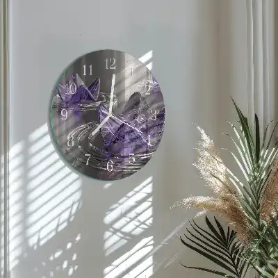 Glas wanduhr mit motiv rund Glasblumen