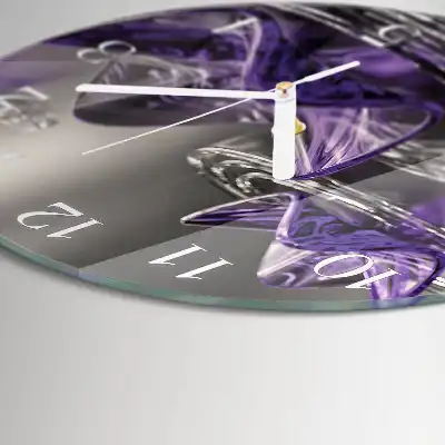 Glas wanduhr mit motiv rund Glasblumen