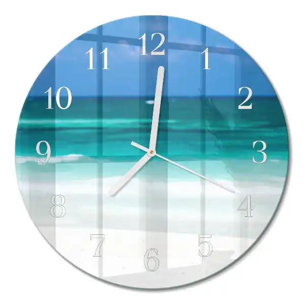 Runde wanduhr aus glas Strand Meer