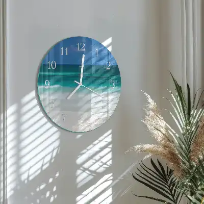 Runde wanduhr aus glas Strand Meer
