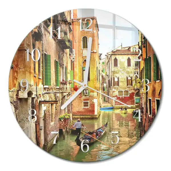 Wanduhr glas rund Venezianisches Boot