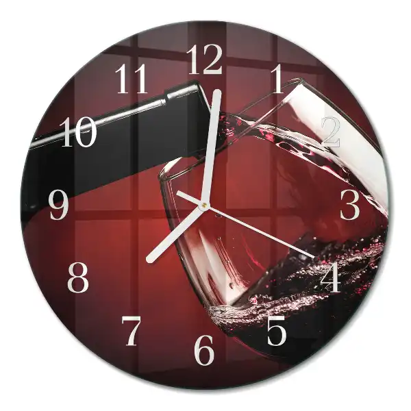 Glas wanduhr mit motiv rund Ein Glas Wein