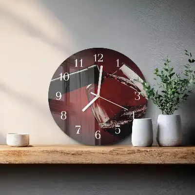 Glas wanduhr mit motiv rund Ein Glas Wein