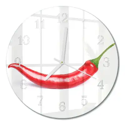 Glas wanduhr mit motiv rund Chili-Pfeffer