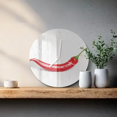 Glas wanduhr mit motiv rund Chili-Pfeffer