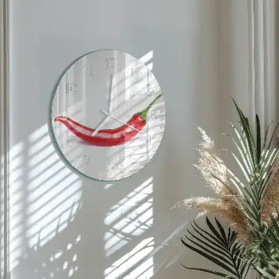 Glas wanduhr mit motiv rund Chili-Pfeffer