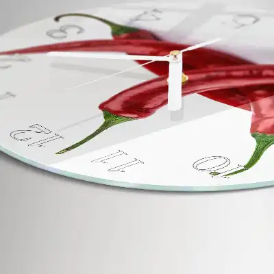 Wanduhr glas rund Chilischoten