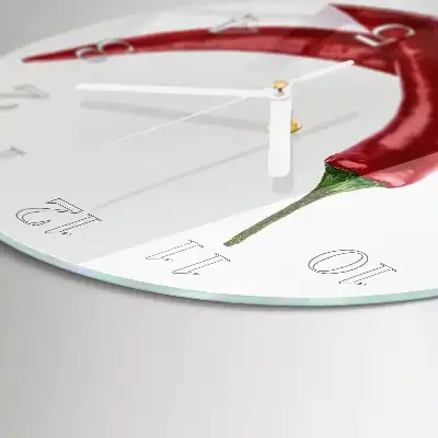 Runde wanduhr aus glas Chilischoten