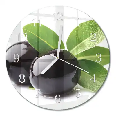 Wanduhr glas rund Oliven