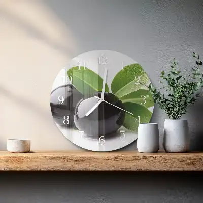 Wanduhr glas rund Oliven