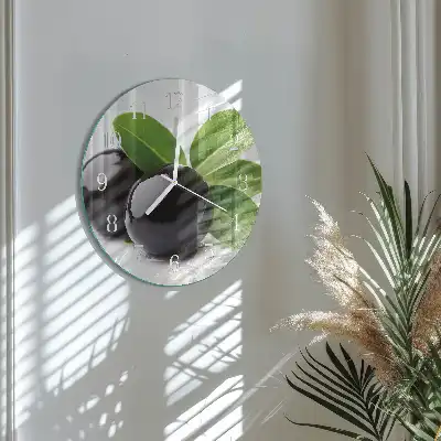 Wanduhr glas rund Oliven