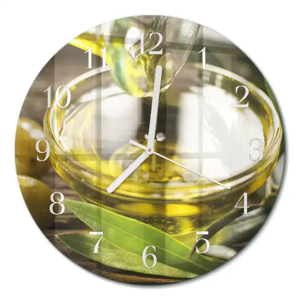 Runde wanduhr aus glas Olivenöl