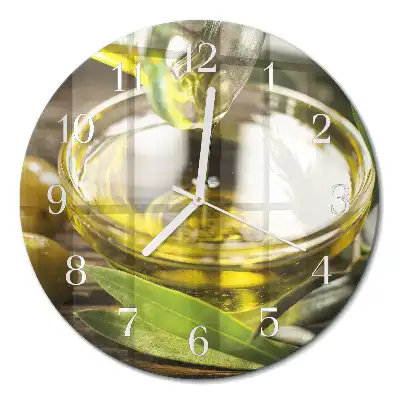 Runde wanduhr aus glas Olivenöl