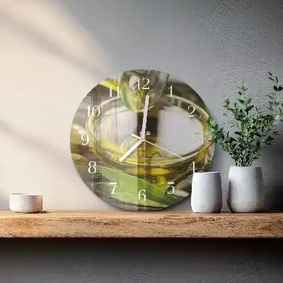 Runde wanduhr aus glas Olivenöl