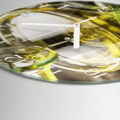 Runde wanduhr aus glas Olivenöl