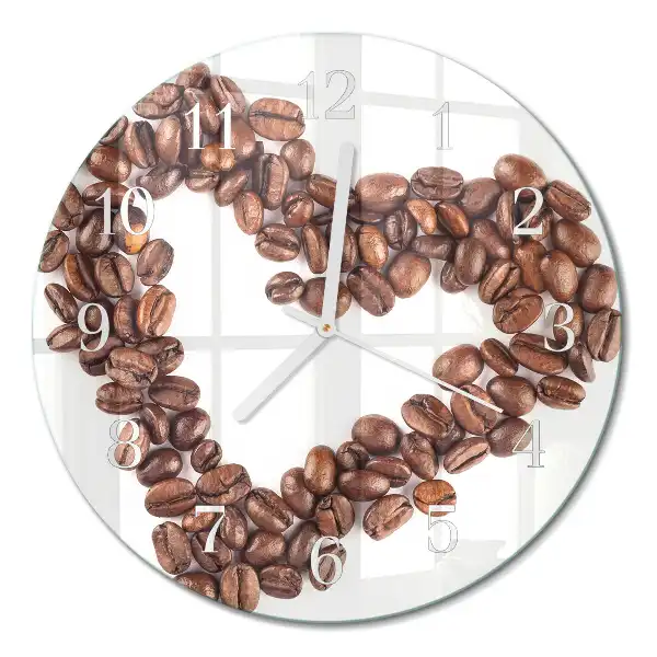 Wanduhr glas rund Kaffeebohnen