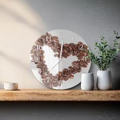 Wanduhr glas rund Kaffeebohnen
