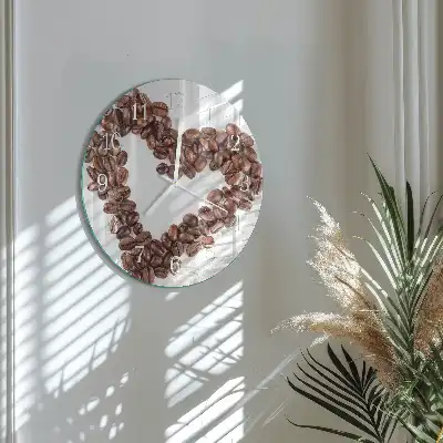 Wanduhr glas rund Kaffeebohnen