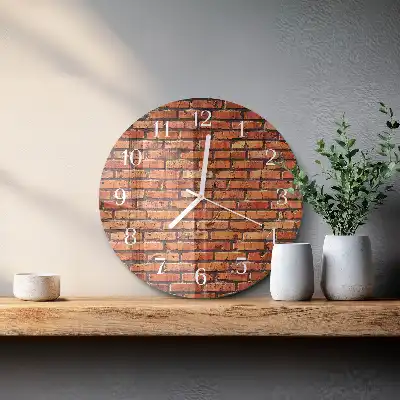Glas wanduhr mit motiv rund Ziegelmauer