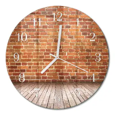 Runde wanduhr aus glas Ziegelmauer