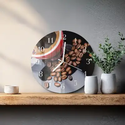 Wanduhr glas rund Eine Tasse Kaffee