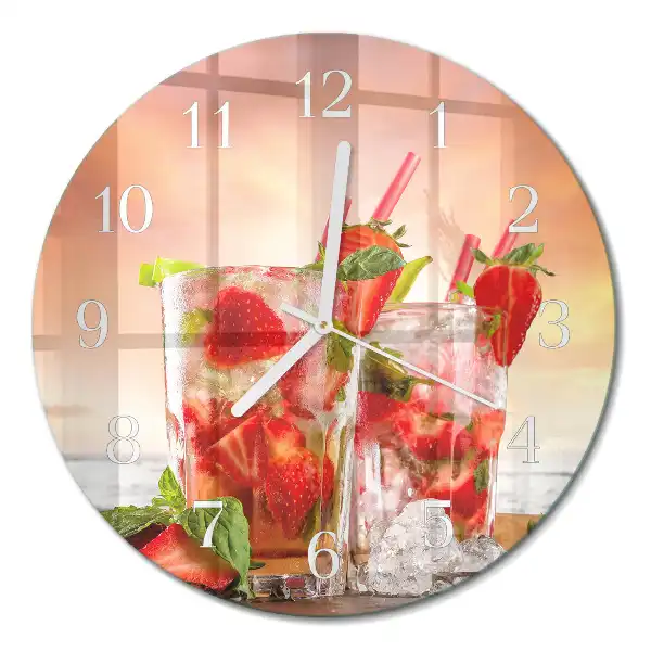 Glas wanduhr mit motiv rund Erdbeeren
