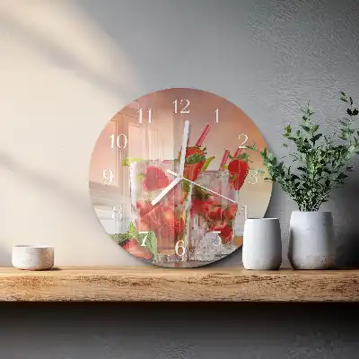 Glas wanduhr mit motiv rund Erdbeeren