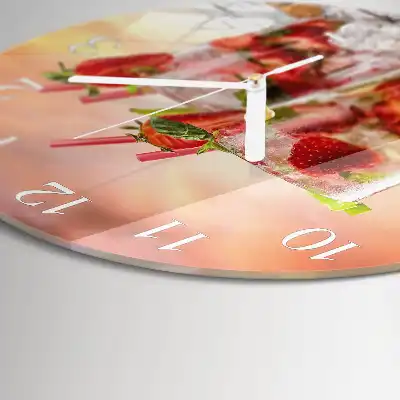 Glas wanduhr mit motiv rund Erdbeeren