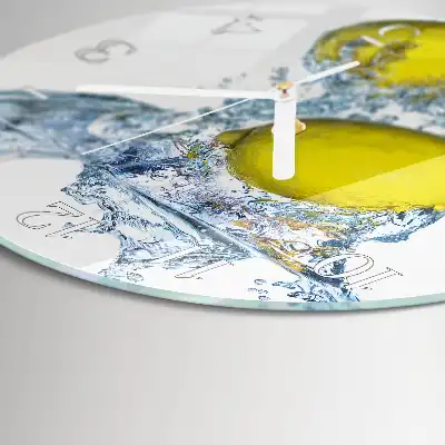 Glas wanduhr mit motiv rund Zitronen in Wasser