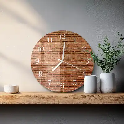Runde wanduhr aus glas Ziegelsteine