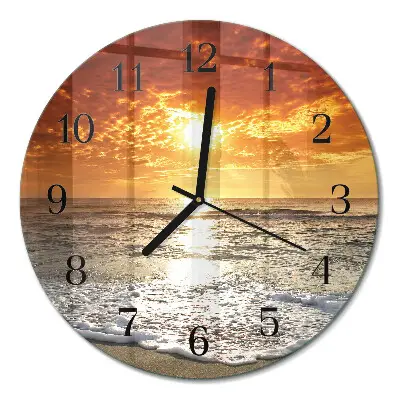 Wanduhr glas rund Strand Meer