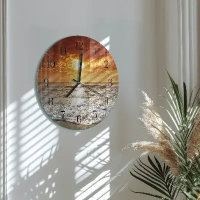 Wanduhr glas rund Strand Meer