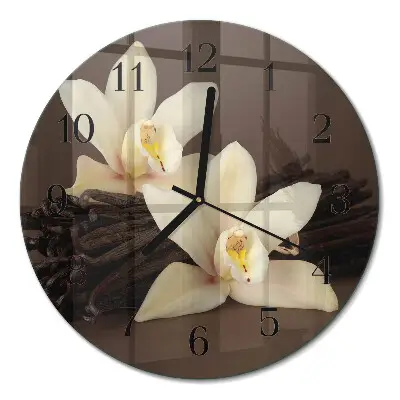 Glas wanduhr mit motiv rund Vanille