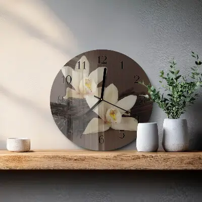 Glas wanduhr mit motiv rund Vanille