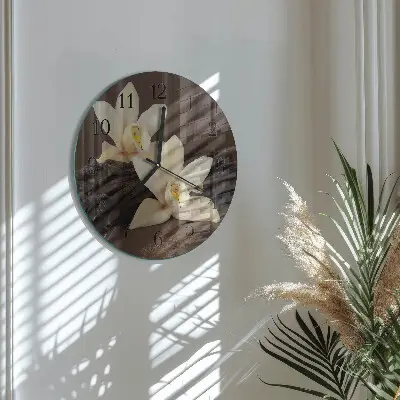 Glas wanduhr mit motiv rund Vanille
