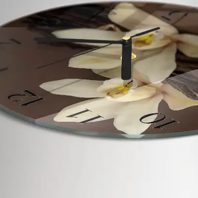 Glas wanduhr mit motiv rund Vanille