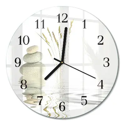 Runde wanduhr aus glas Steine