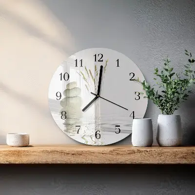 Runde wanduhr aus glas Steine