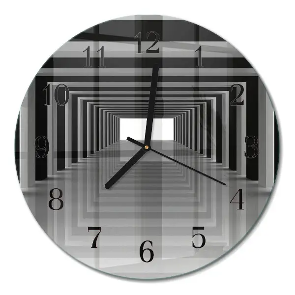 Glas wanduhr mit motiv rund 3D-Tunnel