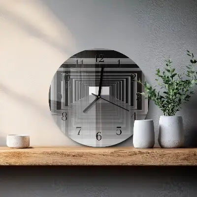 Glas wanduhr mit motiv rund 3D-Tunnel