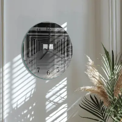 Glas wanduhr mit motiv rund 3D-Tunnel