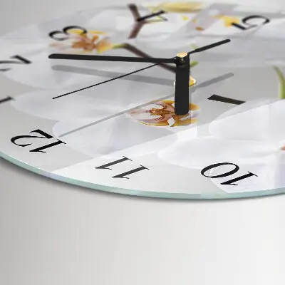 Wanduhr glas rund Orchidee