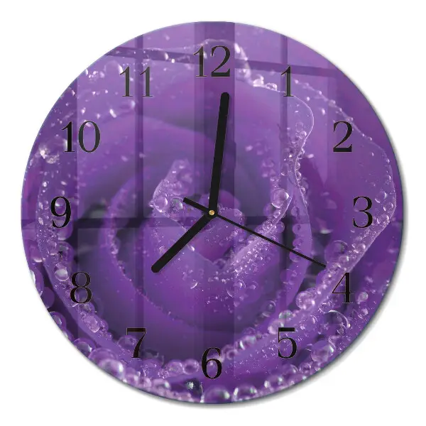 Glas wanduhr mit motiv rund Rose