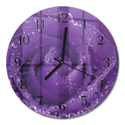 Glas wanduhr mit motiv rund Rose