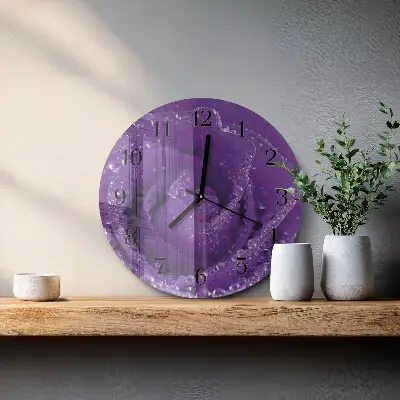 Glas wanduhr mit motiv rund Rose