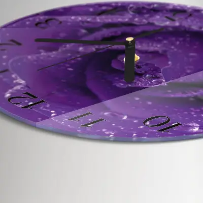 Glas wanduhr mit motiv rund Rose